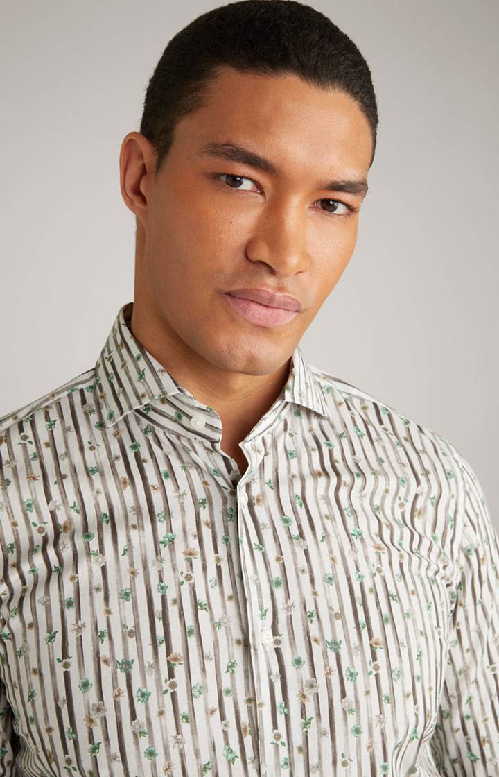 Joop Hemd Pai in Offwhite/Hellgrün/Braun gemustert Verkauf
