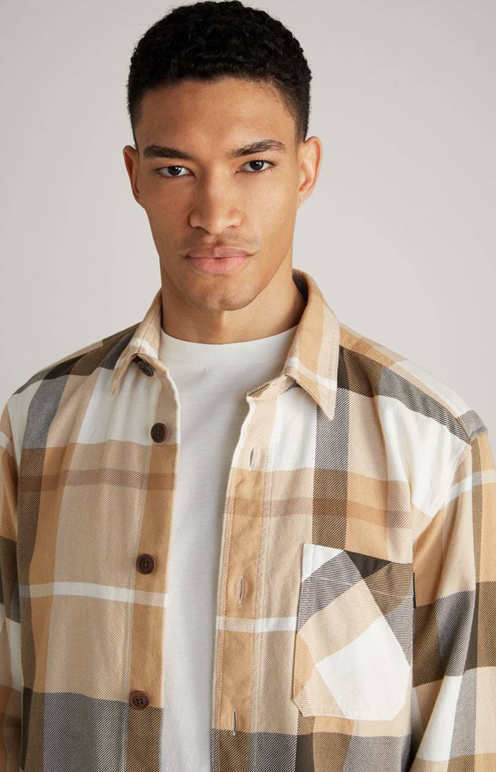 Joop Hemd Harvi in Beige kariert Rabatt