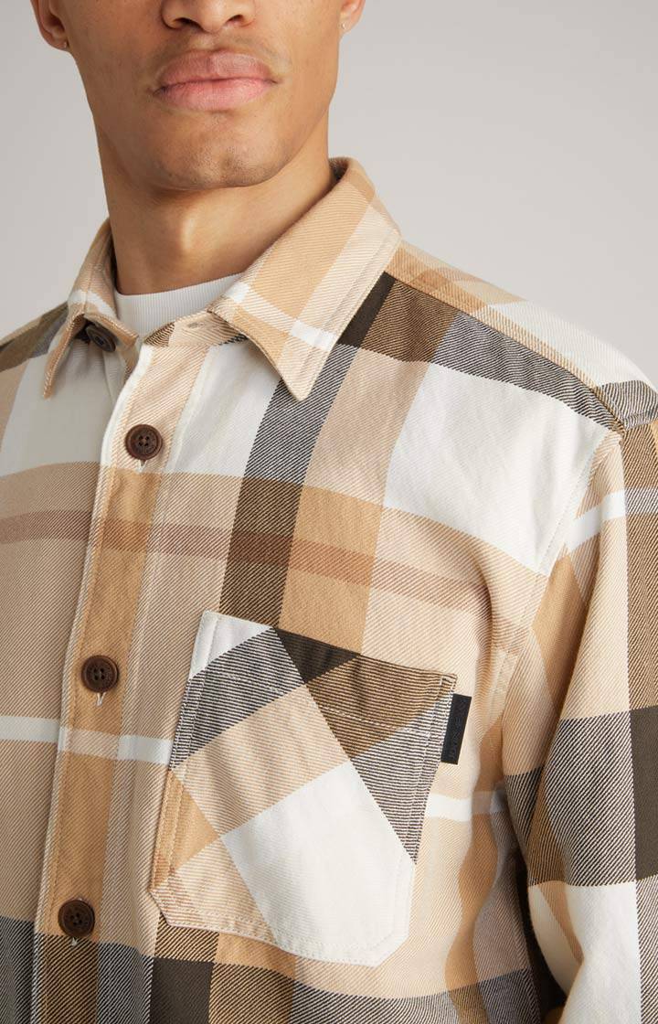 Joop Hemd Harvi in Beige kariert Rabatt