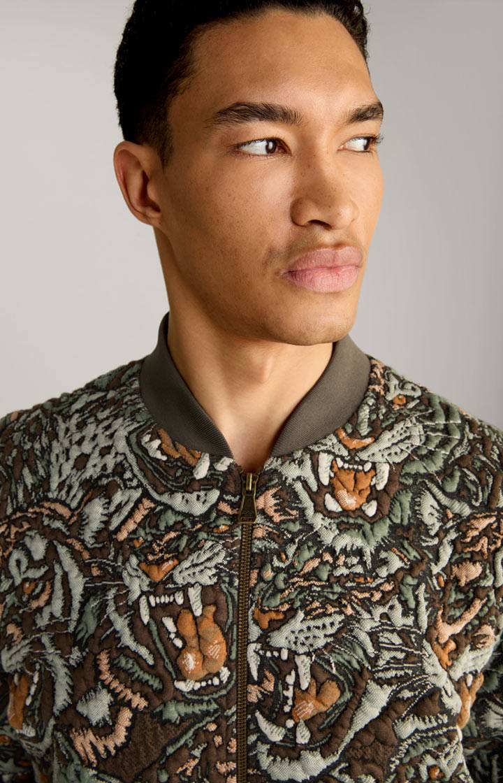 Joop Collegejacke Danger in Grün/Braun gemustert Großer Ausverkauf