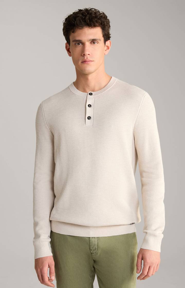Joop Strickpullover Henley in Hellbeige Neueste Mode