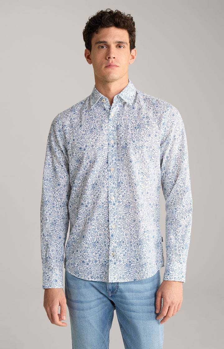 Joop Leinenmix-Hemd Hanson in Blau/Weiß gemustert Wochenangebot