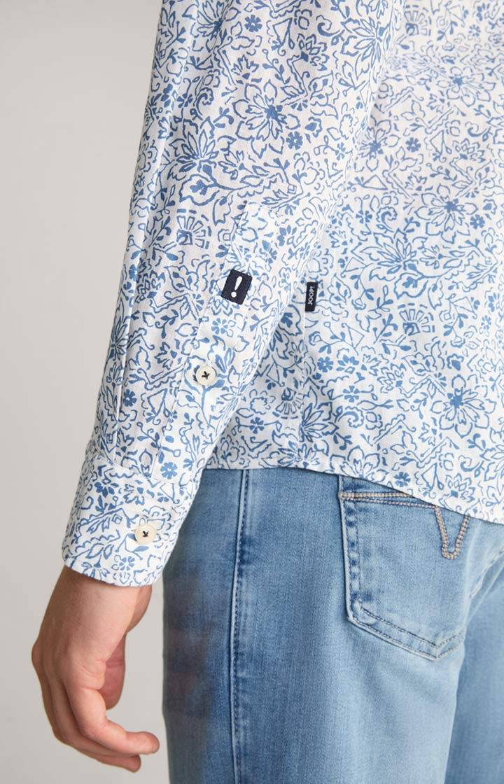 Joop Leinenmix-Hemd Hanson in Blau/Weiß gemustert Wochenangebot