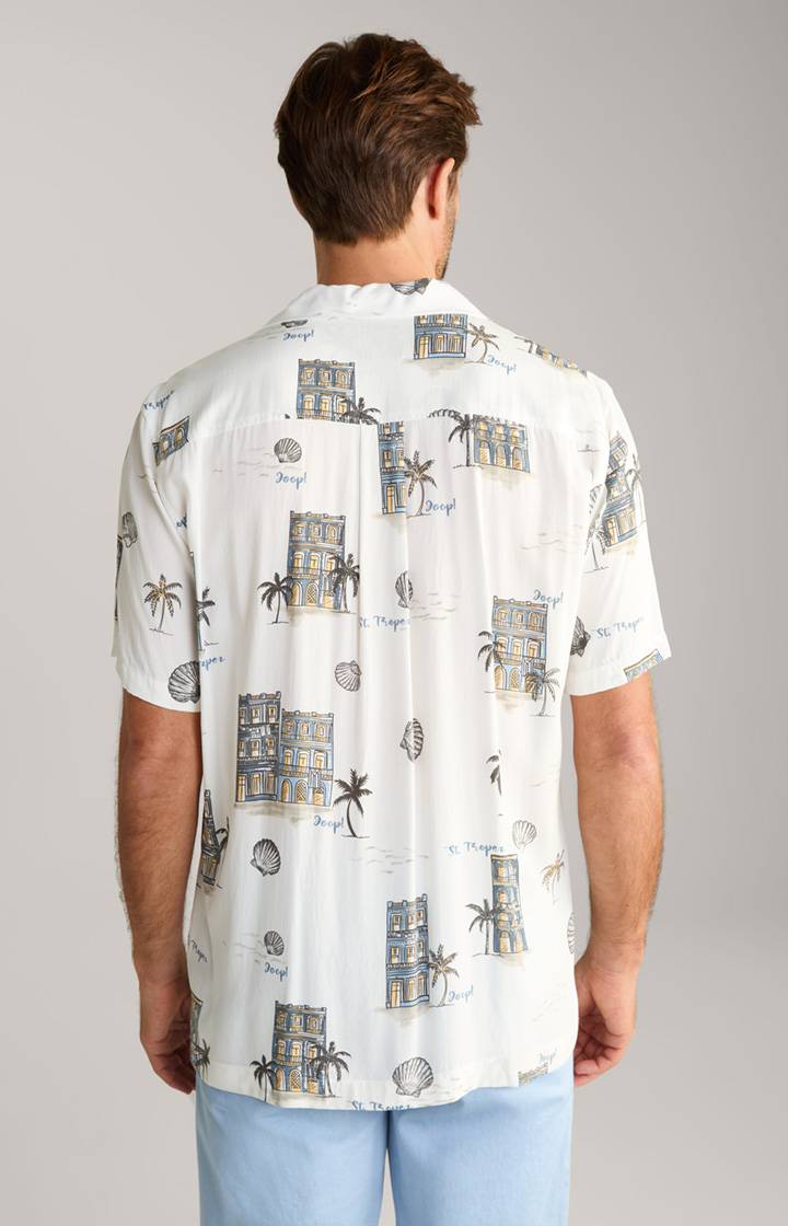 Joop Viskose-Hemd Kawai in Offwhite/Blau/Gelb gemustert Super Rabatt