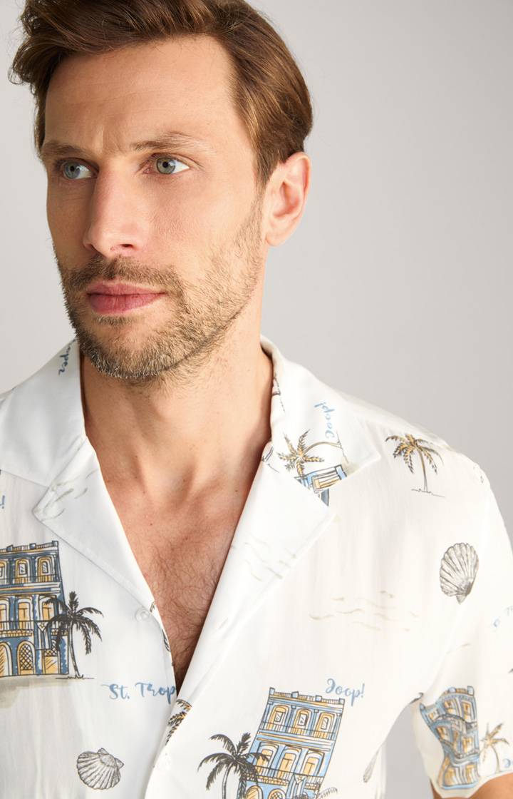 Joop Viskose-Hemd Kawai in Offwhite/Blau/Gelb gemustert Super Rabatt