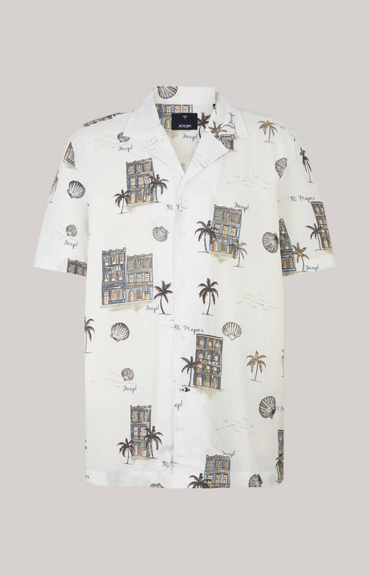 Joop Viskose-Hemd Kawai in Offwhite/Blau/Gelb gemustert Super Rabatt