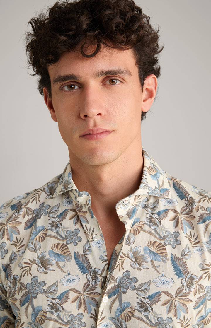 Joop Hemd Pai in Hellbeige/Blau gemustert Zeitlich begrenztes Angebot