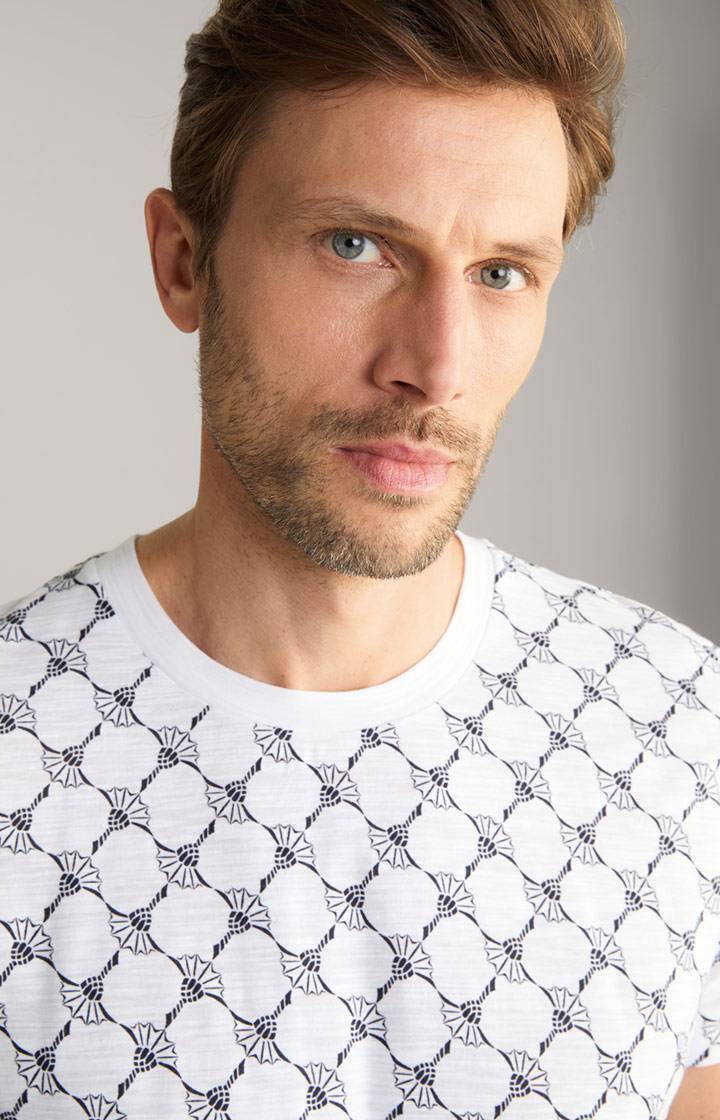Joop Cornflower-T-Shirt Tyron in Weiß gemustert Im Verkauf