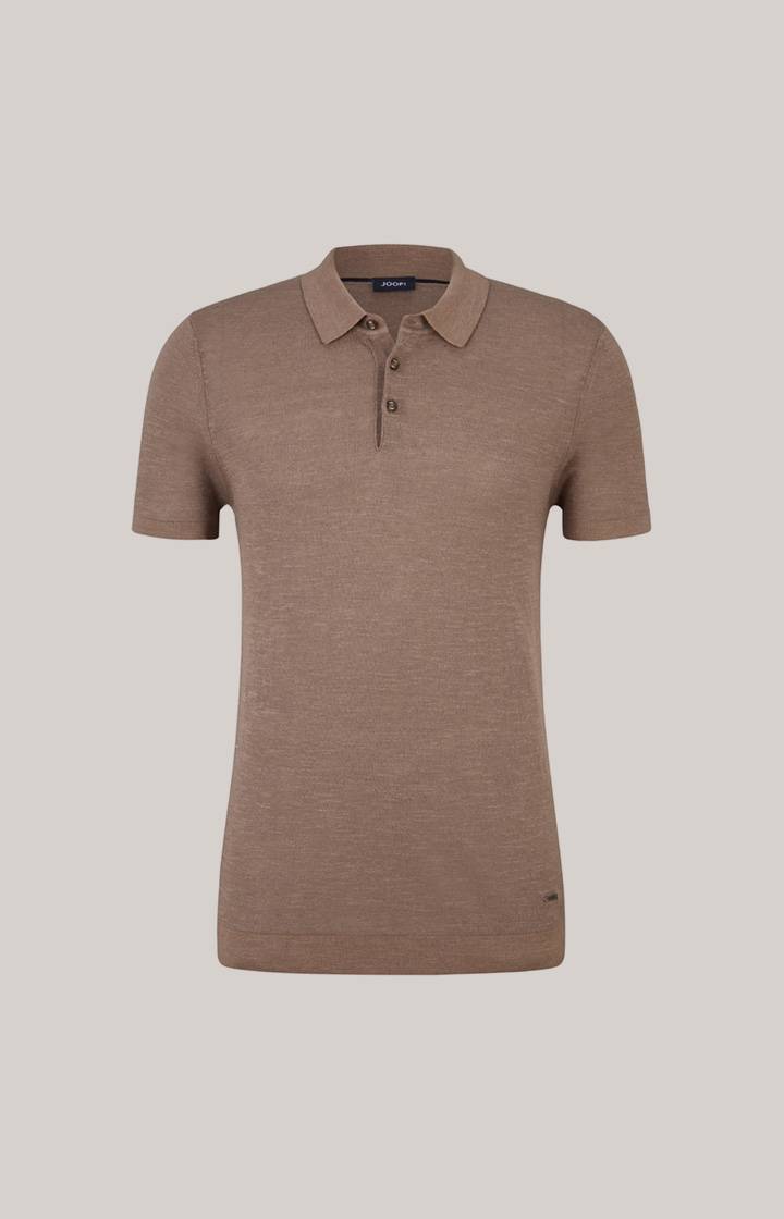 Joop Leinenmix-Poloshirt Malioso in Braun Nur noch ein Tag übrig