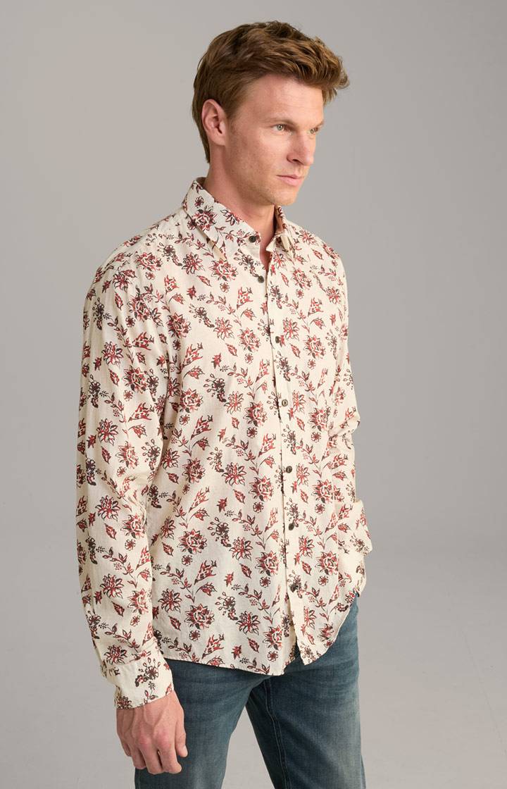 Joop Baumwoll-Hemd Hanson in Beige gemustert Im Verkauf