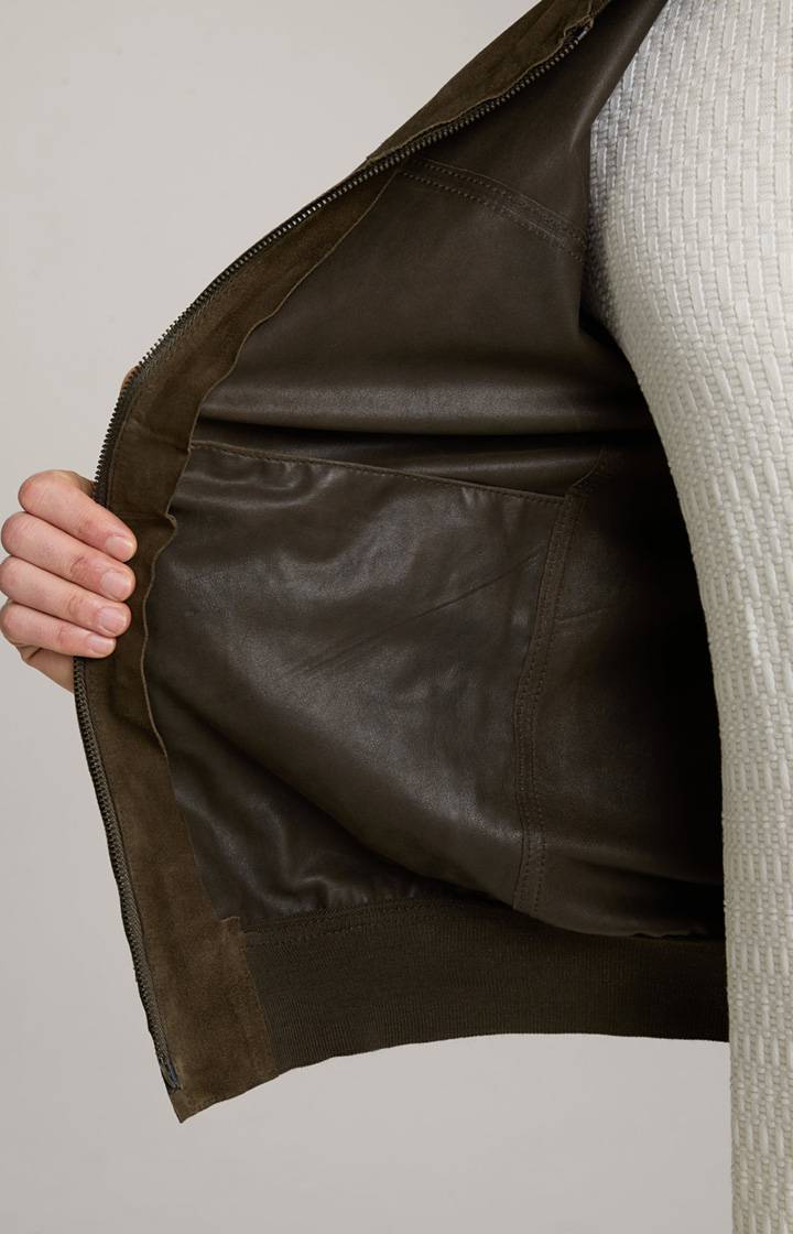 Joop Ziegenvelours-Lederjacke Pios in Oliv Tägliche Deals