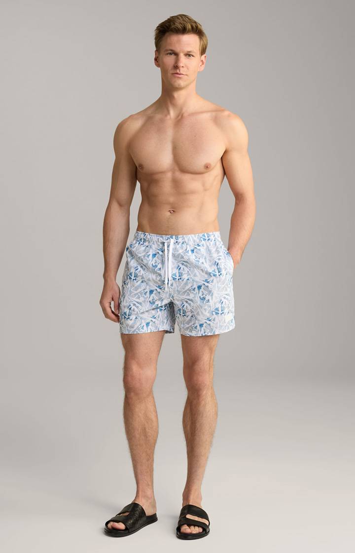 Joop Badeshorts Nissi Beach in Weiß/Blau gemustert Preisnachlass