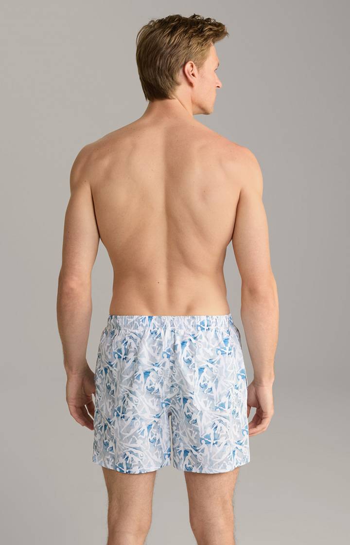 Joop Badeshorts Nissi Beach in Weiß/Blau gemustert Preisnachlass