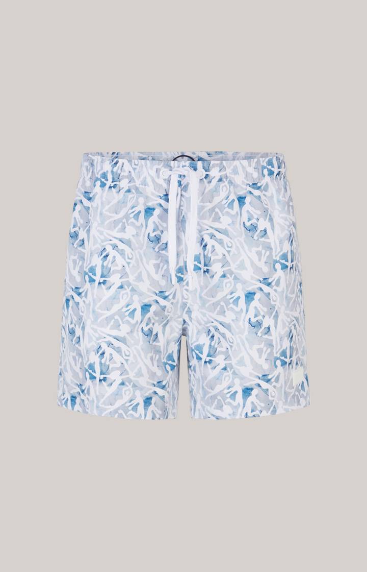 Joop Badeshorts Nissi Beach in Weiß/Blau gemustert Preisnachlass