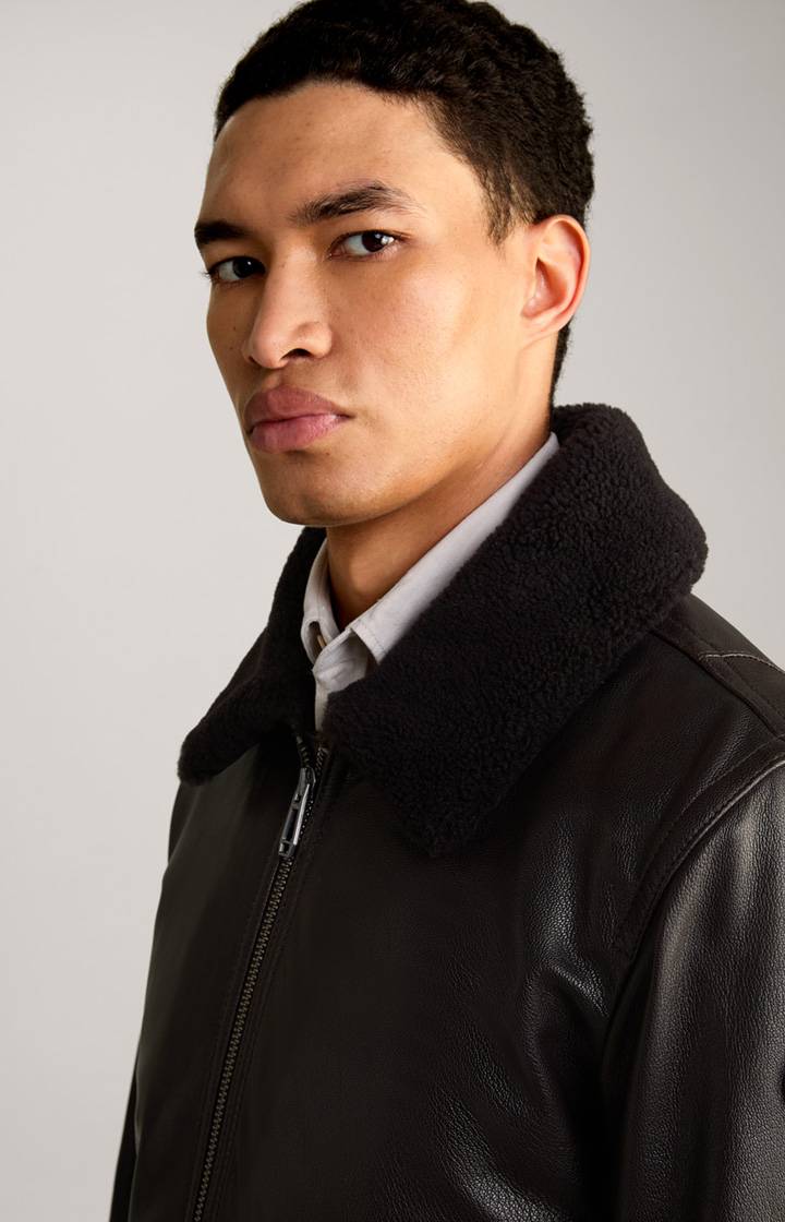 Joop Lederjacke Mesh in Dunkelbraun Auslauf