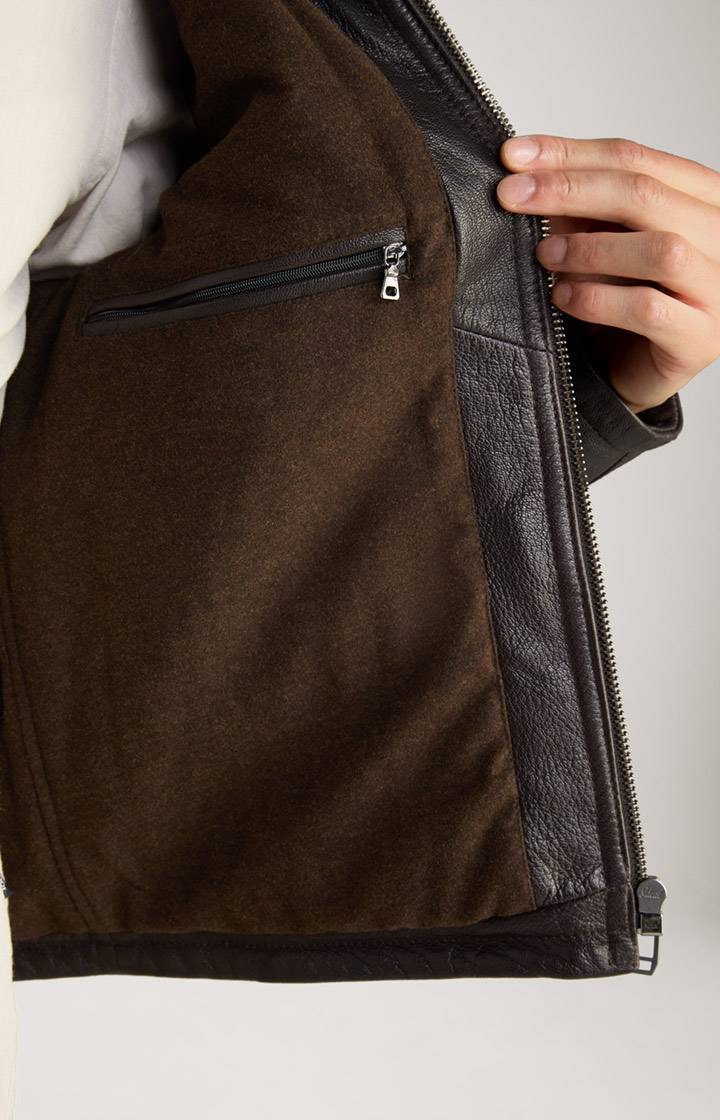 Joop Lederjacke Mesh in Dunkelbraun Auslauf