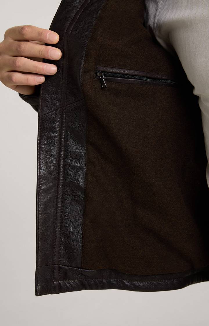 Joop Lederjacke Mesh in Dunkelbraun Auslauf