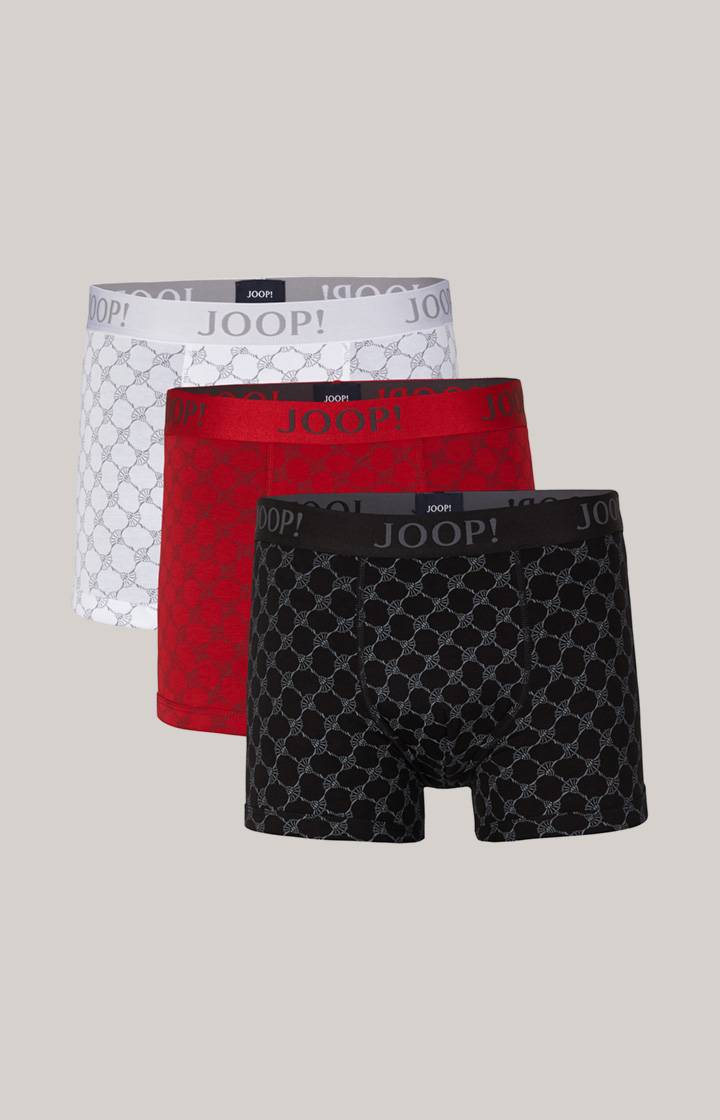 Joop 3er-Pack Fine Cotton Stretch Boxer in Schwarz/Rot/Weiß gemustert Verkauf