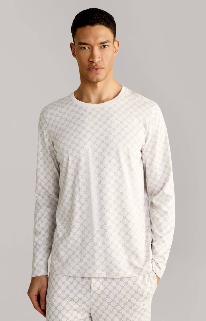 Joop Loungewear Longsleeve in Offwhite/Grau gemustert Rabatt