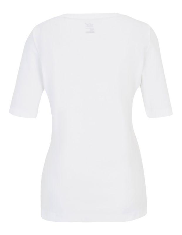 Joy Sportswear T-Shirt ARIA T-Shirt mit V-Ausschnitt und sanftem Schrift-Print Fabrikverkauf