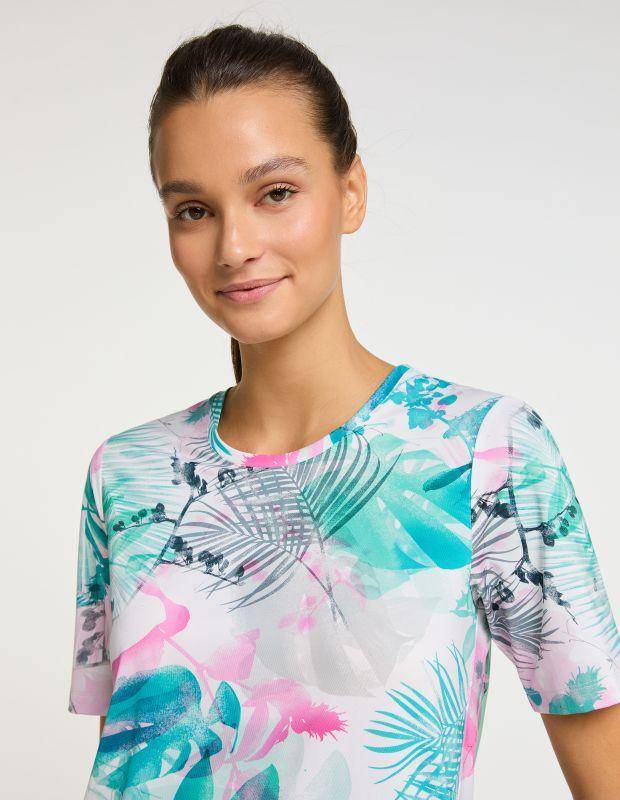 Joy Sportswear T-Shirt CLARA Rundhalsshirt mit tropischem Druckmotiv Lagerräumung