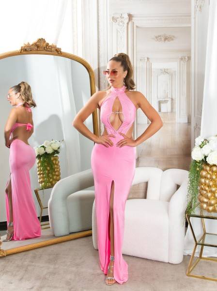 Koucla Sexy Neckkleid rückenfrei mit Strass Große Rabatte