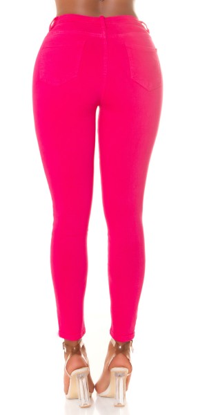 Koucla Sexy Highwaist Jeans "pink" mit Knopf-Details Riesige Ersparnisse
