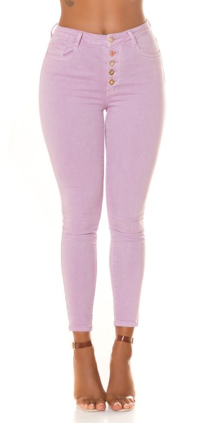 Koucla Sexy Highwaist Jeans "flieder" mit Knopf-Details Tiefpreis