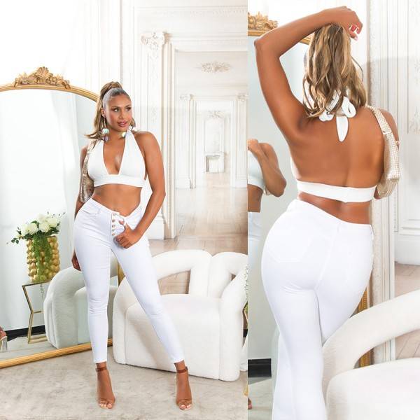 Koucla Sexy Musthave Highwaist Jeans mit Knopf-Details Super Sparpreis