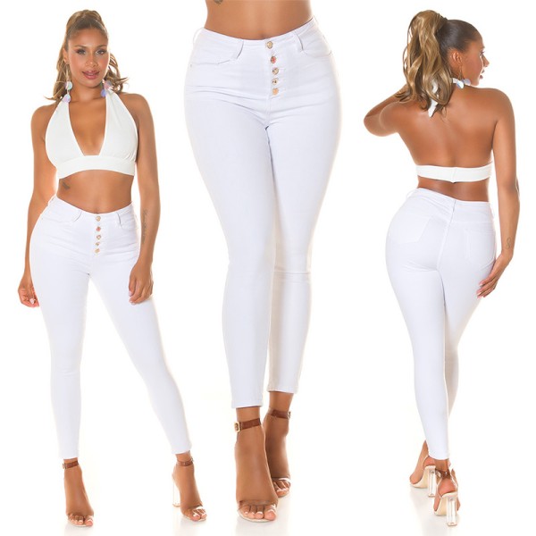 Koucla Sexy Musthave Highwaist Jeans mit Knopf-Details Super Sparpreis