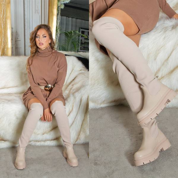 Koucla Trendy Musthave flache Overknee Stiefel gerippt JETZT KAUFEN