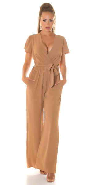 Koucla Sexy Sommer Overall mit weitem Bein & Bindegürtel Schlussverkauf