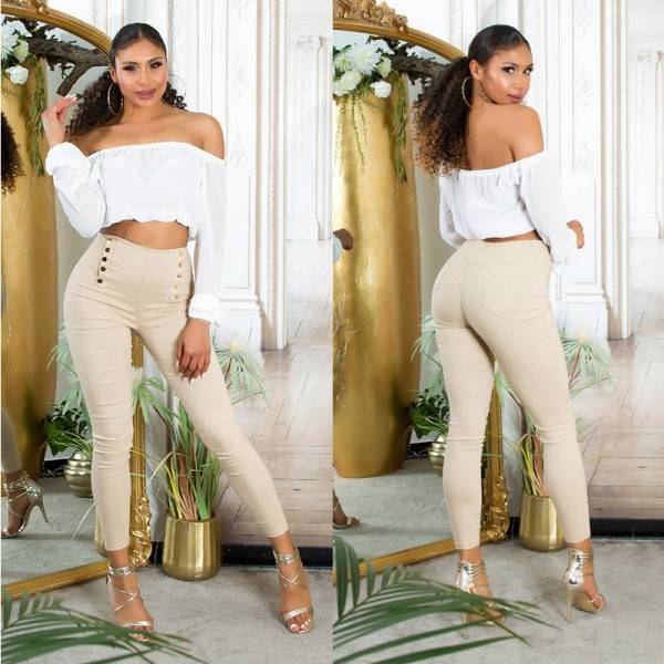 Koucla Sexy Highwaist Hose mit Deko Knöpfen Meist gekauft