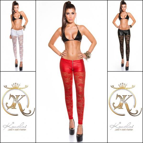 Koucla Sexy KouCla Spitzenleggings mit Reißverschluss Fabrik Onlineshop