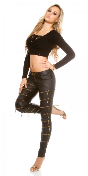 Koucla Sexy KouCla Lederlook Hose mit Deko Zips Osterangebot