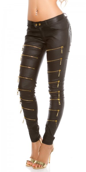Koucla Sexy KouCla Lederlook Hose mit Deko Zips Osterangebot