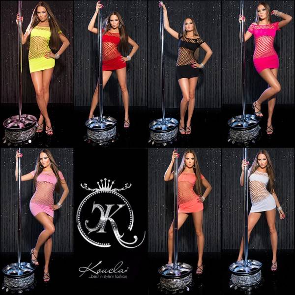 Koucla Sexy GoGo-Netzminikleid in Neonfarbe Kostenlose Rückgabe