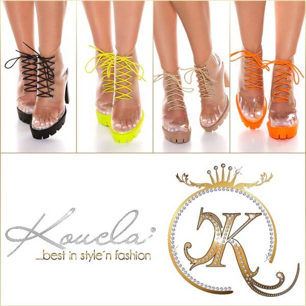 Koucla Trendy Transparente Blockabsatz Schnürstiefeletten Bis zu 65% Rabatt