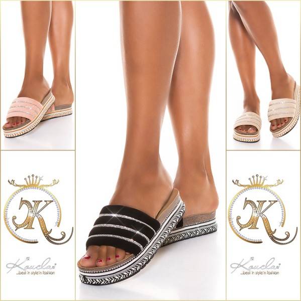 Koucla Sexy Plateau Pantoletten mit Strass Nur für heute