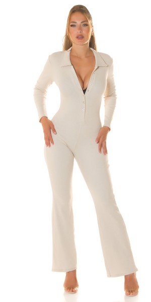 Koucla Sexy Overall gerippt mit weitem Bein und Knöpfen Nur noch ein Tag übrig