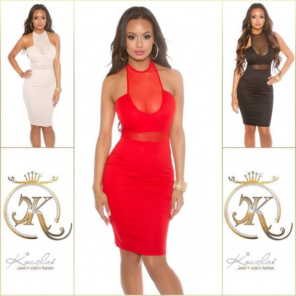 Koucla Sexy KouCla Neckholder Minikleid mit Mesh Einsatz Günstiger Verkauf