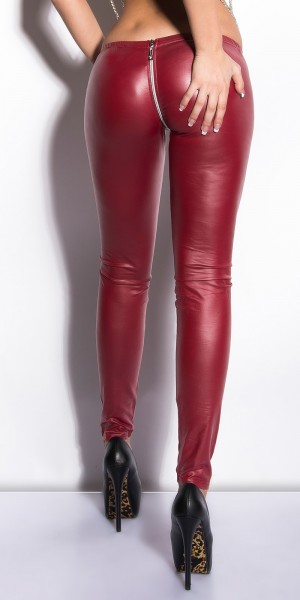 Koucla Sexy KouCla Leggings im Wetlook mit Zipper Begrenztes Angebot