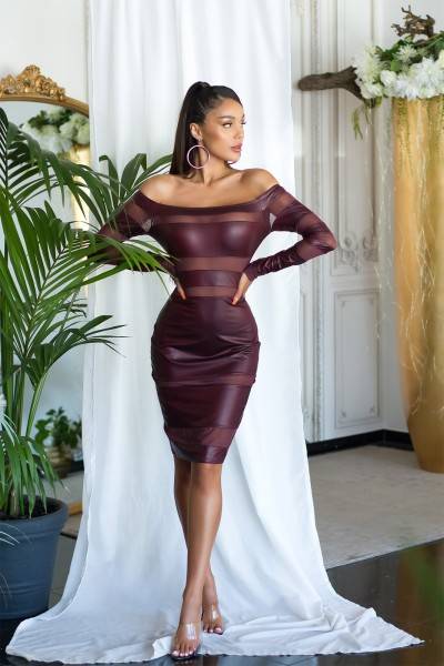Koucla Sexy KouCla Wetlook Kleid JLo LooK, Mesh Einsätzen Osterangebot