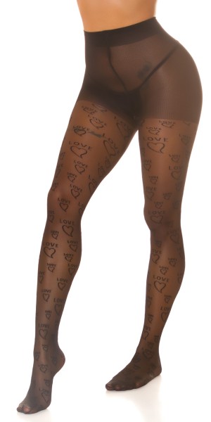 Koucla Sexy Strumpfhose mit Print "Love" Im Verkauf