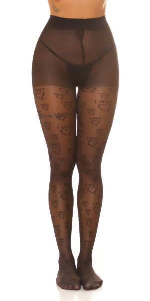Koucla Sexy Strumpfhose mit Print "Love" Im Verkauf