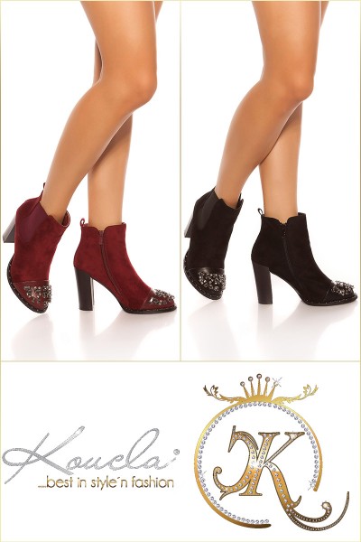 Koucla Sexy Blockabsatz-Stiefelette mit Strass Lagerräumung
