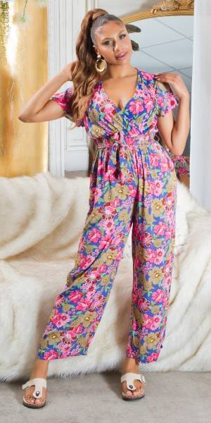 Koucla Sexy Koucla Overall mit V-Ausschnitt & Bindegürtel Kostenlose Rückgabe