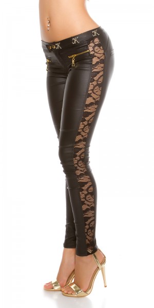 Koucla Sexy KouCla Lederlook Hose mit Spitze Im Verkauf