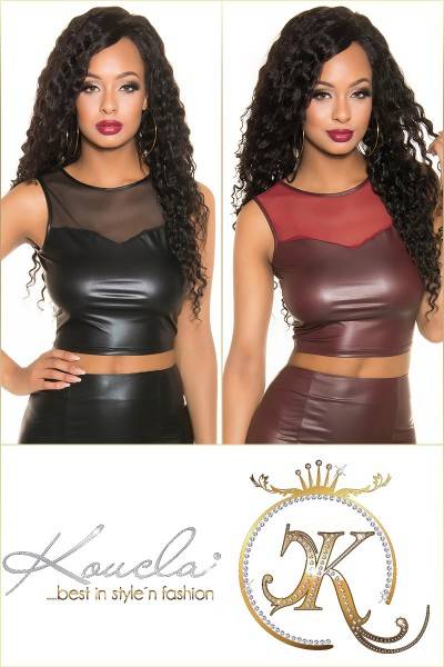 Koucla Sexy KouCla Wetlook Tank Crop Top mit Mesheinsatz Online
