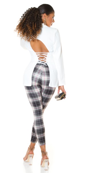 Koucla Sexy Highwaist Hose mit Karomuster und Taschen Kostenloser Versand